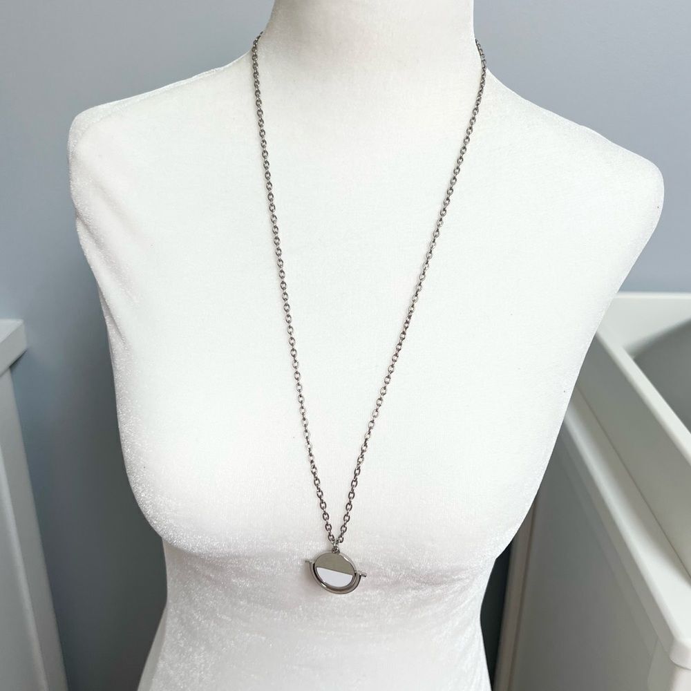 Baublebar white and silver disc long necklace